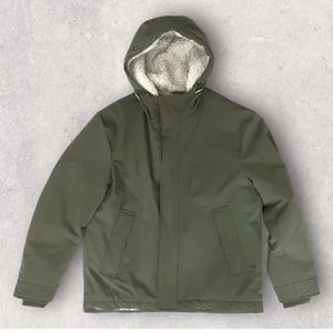 Zara Green Faux Shearling Hooded Jacket, US Mens Label L - M/L New without tags